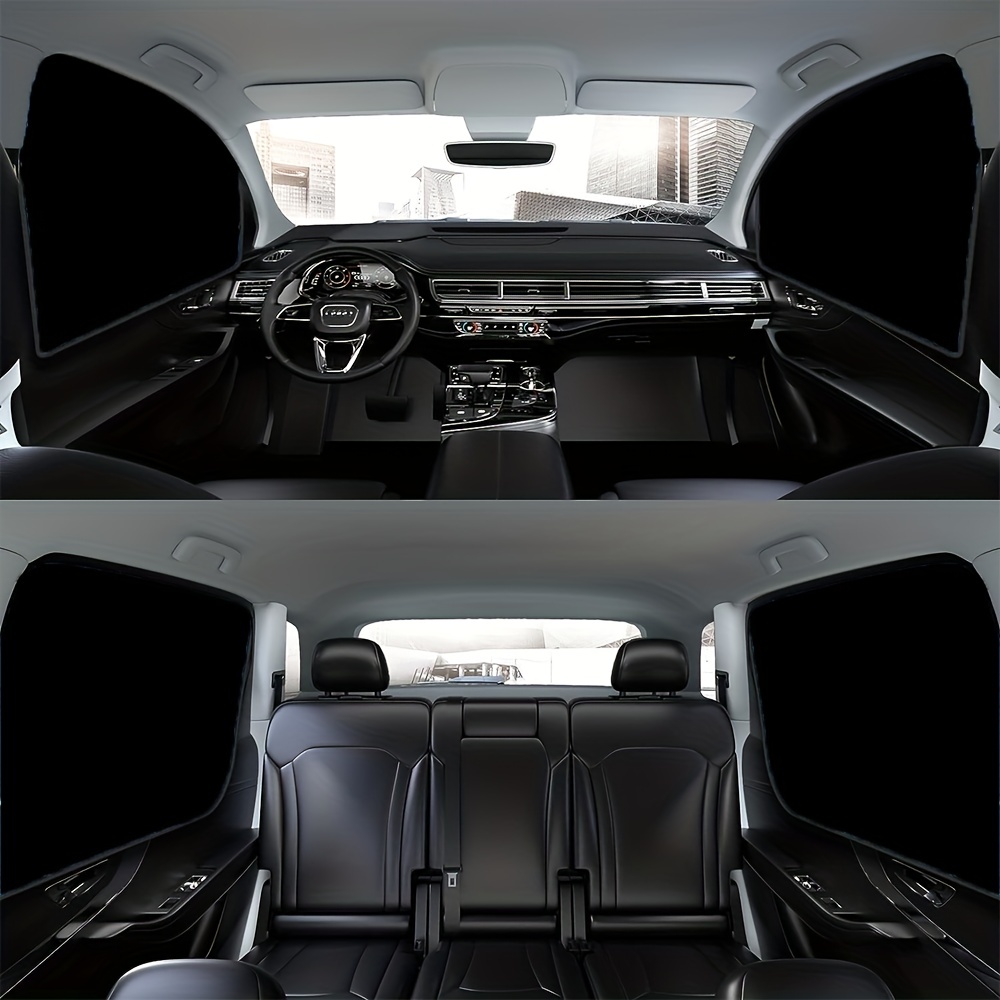 Car Side Window Sunshades Set with Hidden Magnetic Silvery Curtains