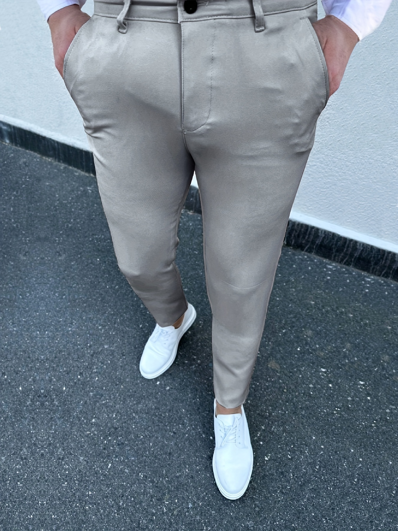 Pantalones Vestir Diseño Clásico Color Sólido Ligeramente - Temu
