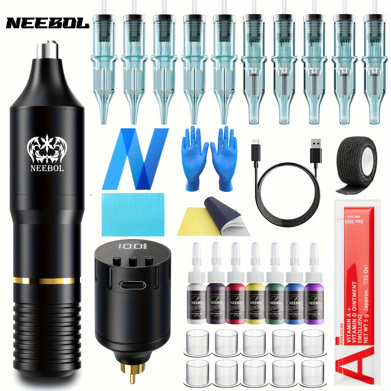 Neebol Wireless Tattoo Kit, Complete Tattoo Pen Secant Fog Tattoo