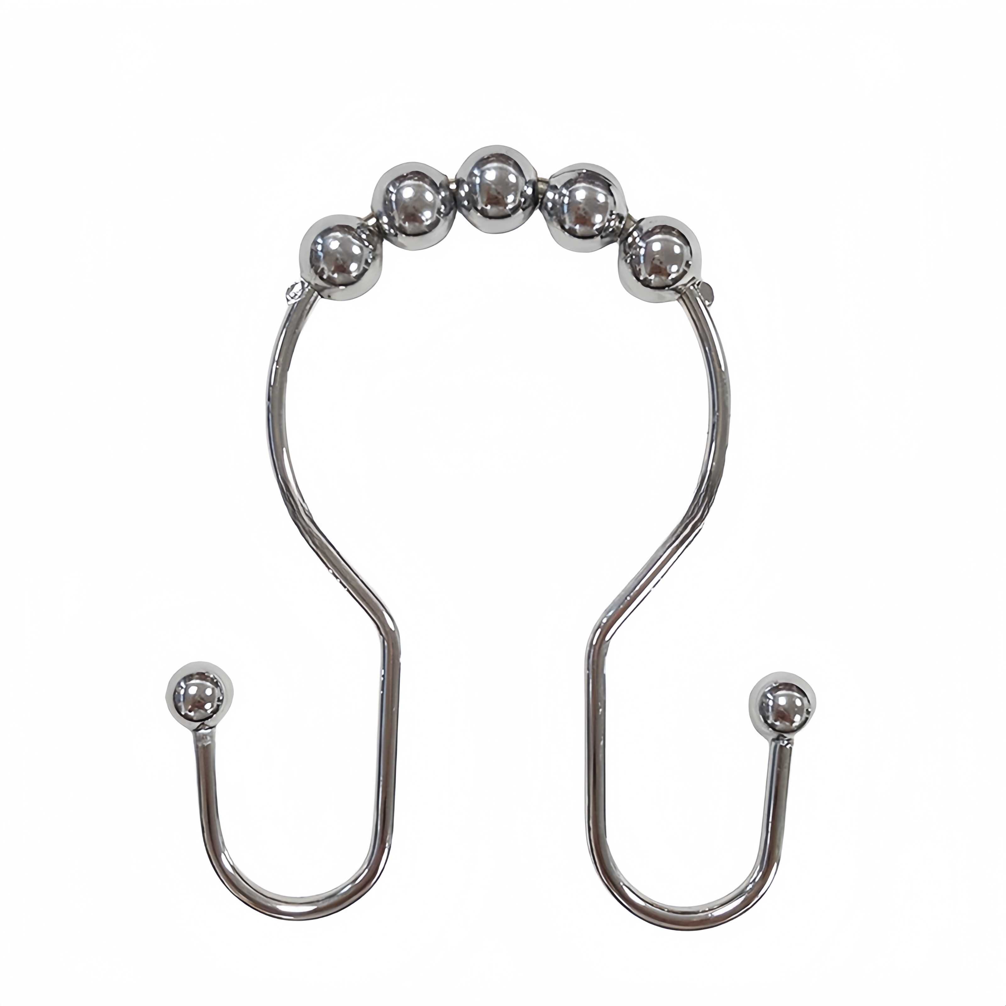 Roller Metal Shower Hooks - Silver Chrome