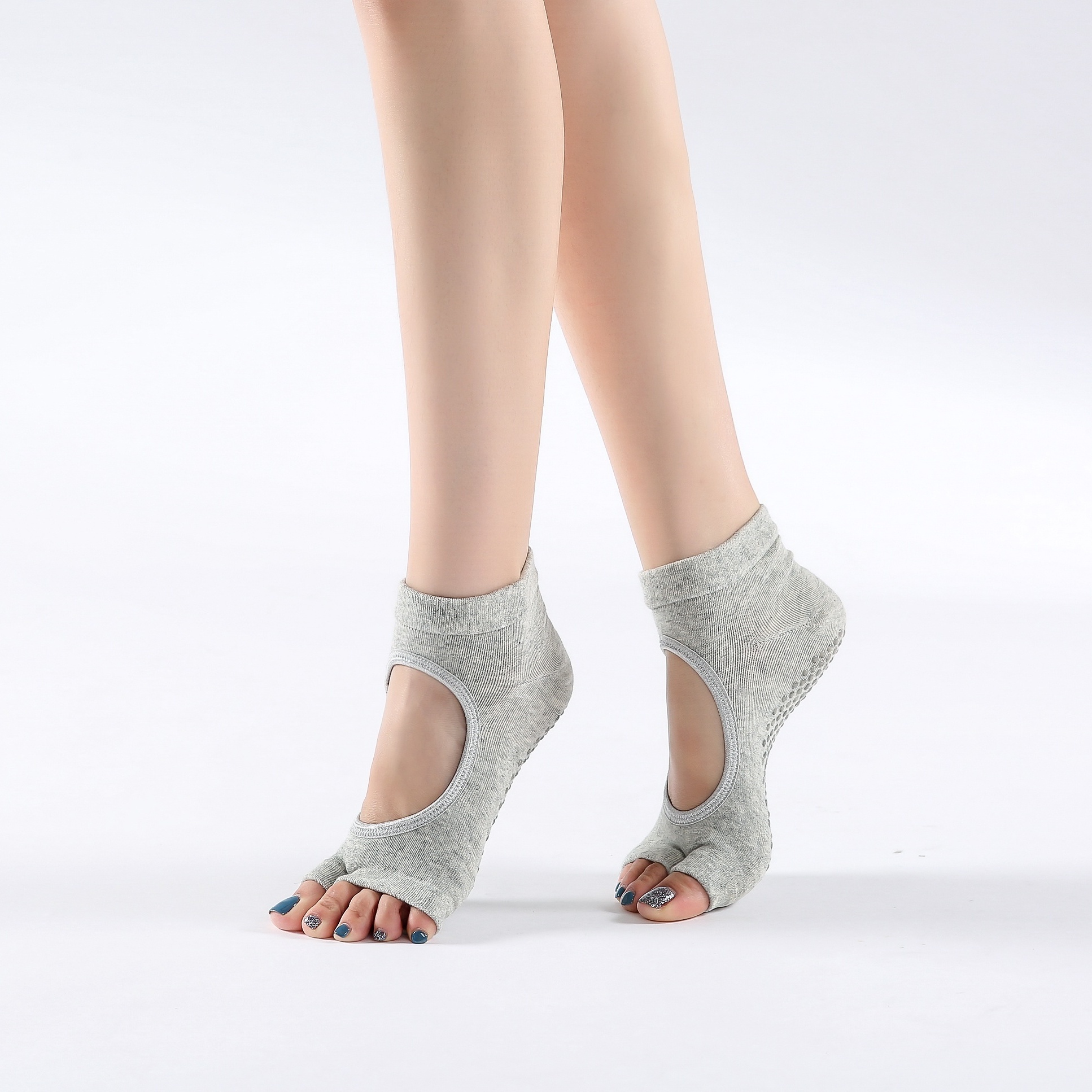 6 Pairs Non-slip Yoga Socks Toeless Pilates Barre Ballet Socks