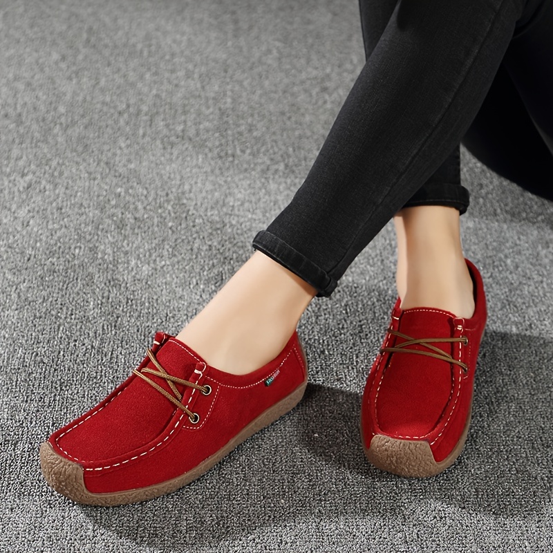 lace boat shoes women s solid color soft sole slip loafers details 6