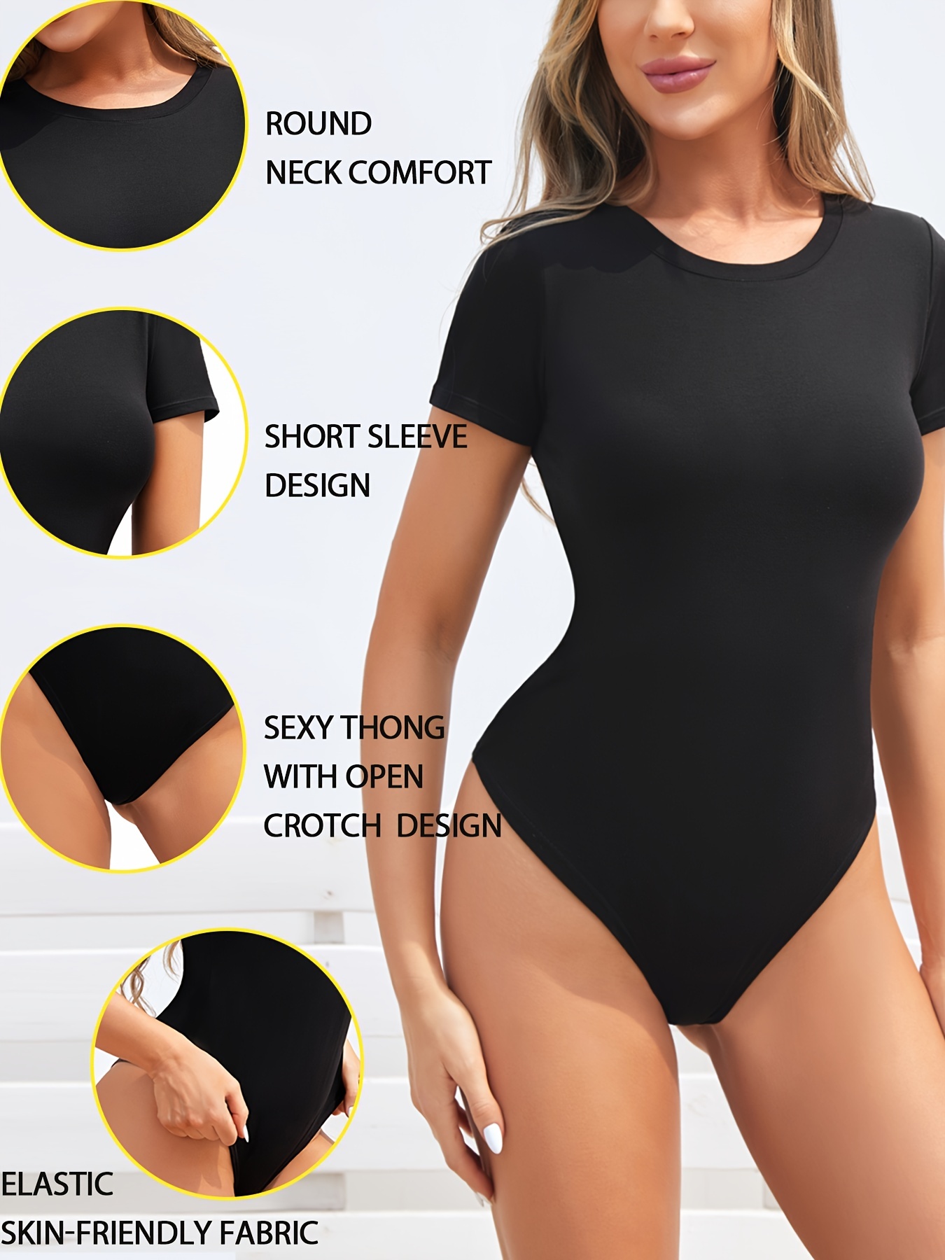 Odeerbi Tummy Control Shapewear Bodysuit for Women Short Sleeve