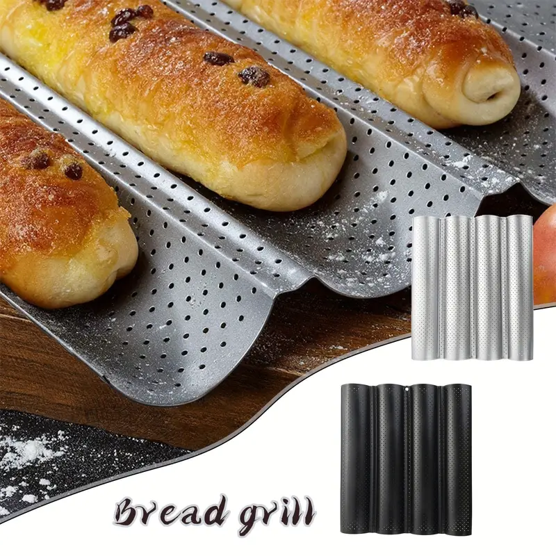 Baguette Pan, French Bread Pan, 4 Loaves Baking Loaf Mold, Oven  Accessories, Baking Tools, Kitchen Gadgets, Kitchen Accessories - Temu