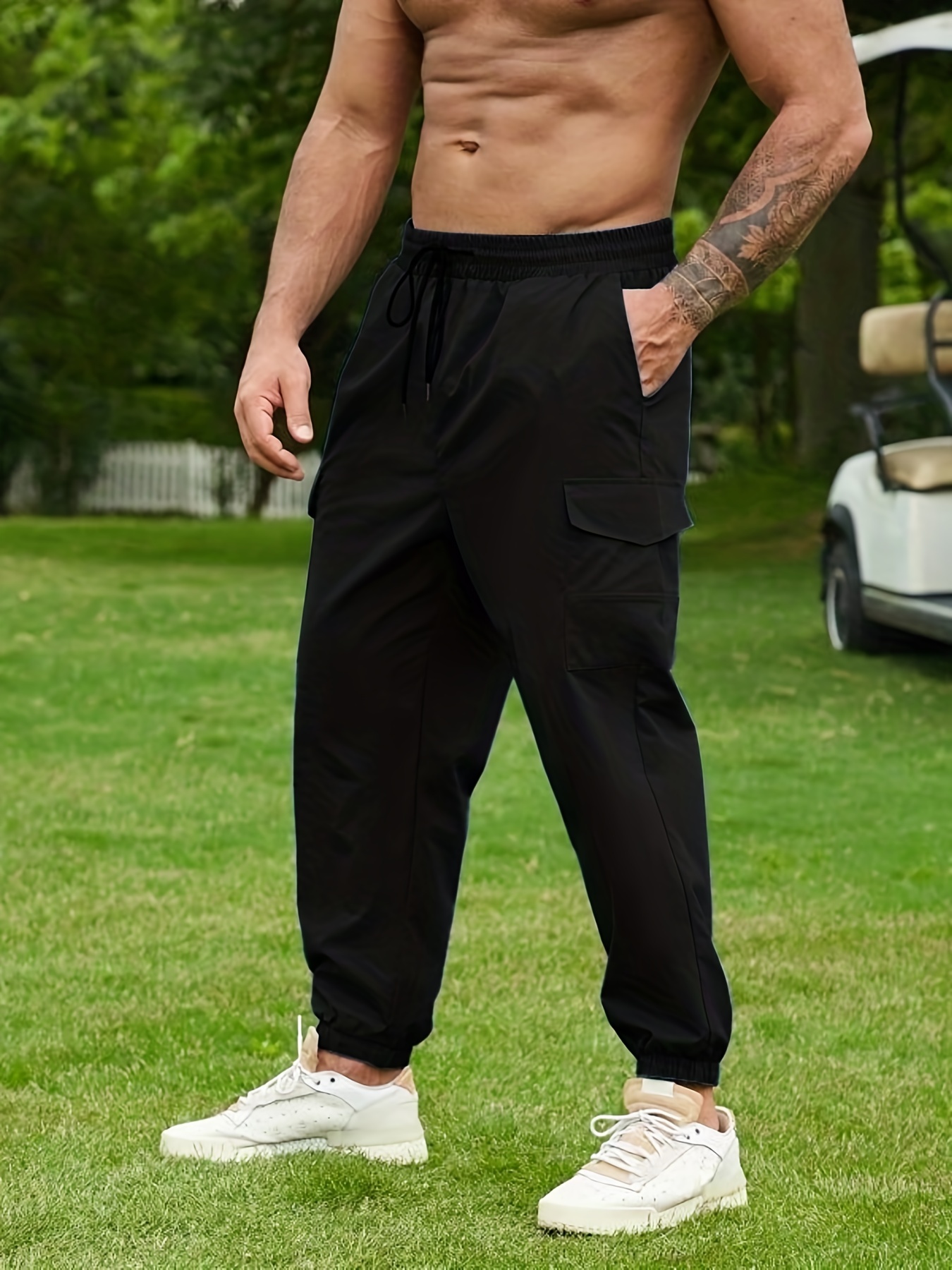 Plus Size Men's Track Pants Drawstring Sweatpants, Athletic Jogger Bottom  With Side Taping, Oversized Loose Clothing For Men