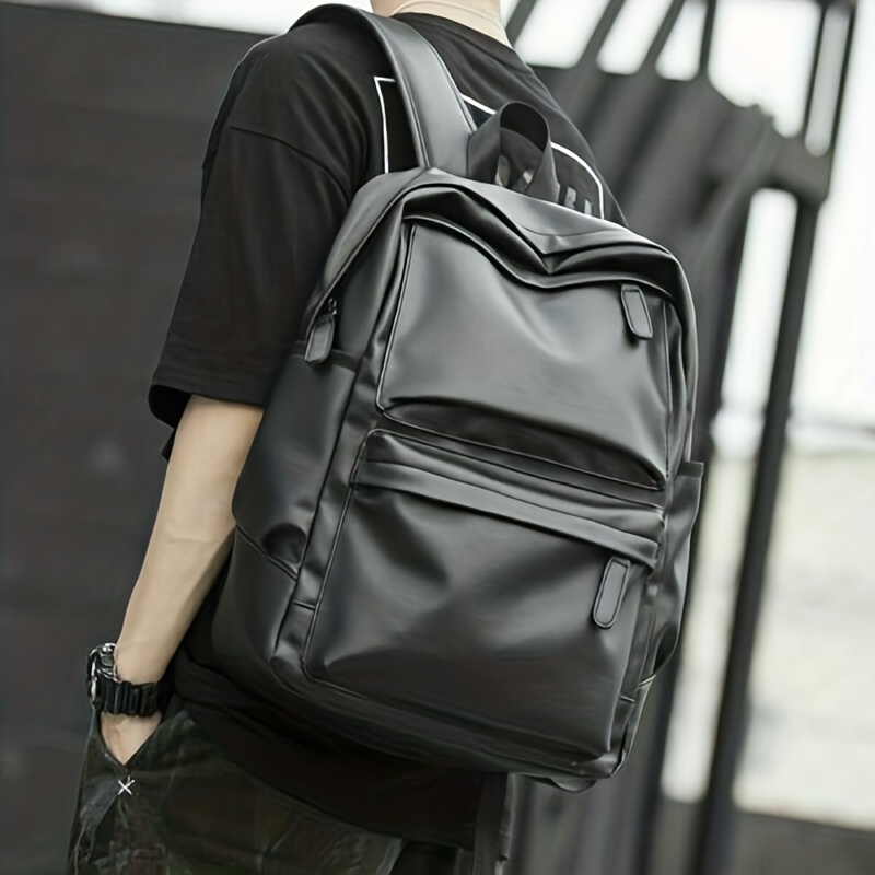 

Men Women Laptop Backpack Large Faux Leather Waterproof Travel Rucksack School Bag