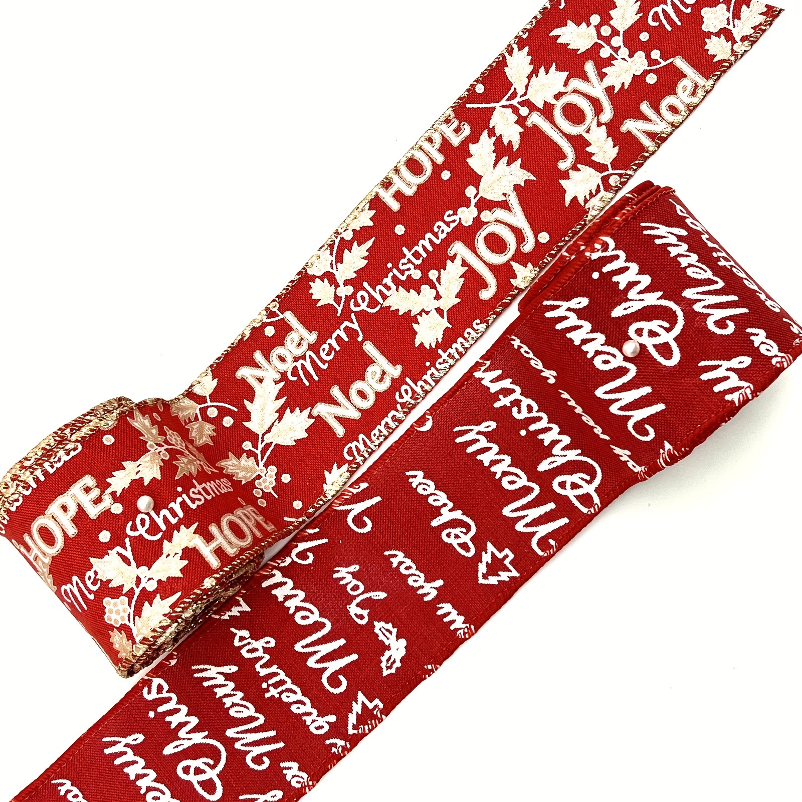 5 Yards Christmas Ribbon Red White Wired Edge Ribbon - Temu