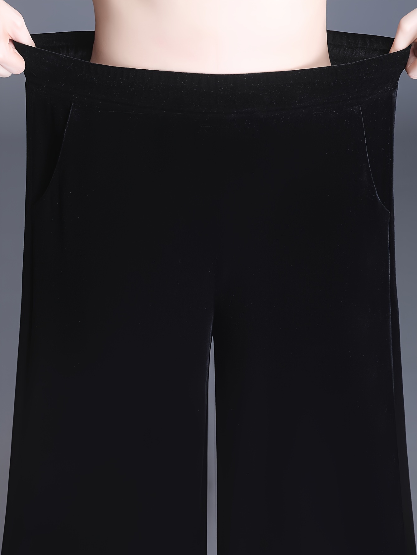 Women Track Pants Lounge Velvet Trousers Jogger Elastic Waist Full Length  Pants 