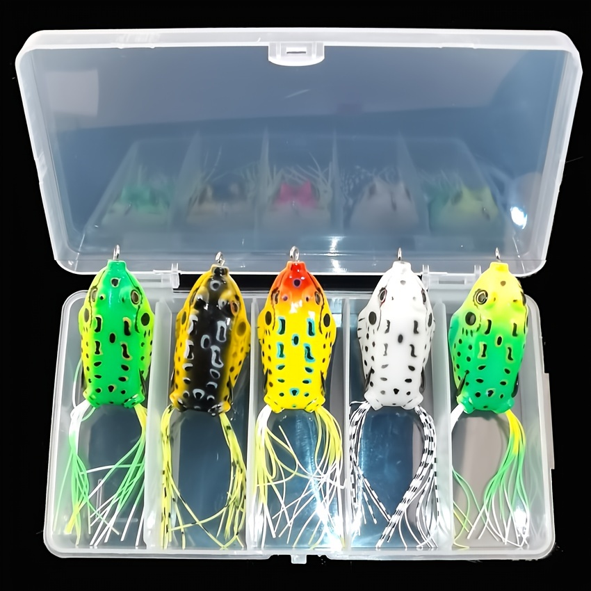 

3/5pcs Soft Fishing Lure Set - Top Water Frog-shaped Fishing Baits With Tackle Box For Catching Big Fish 6g/8g/13g