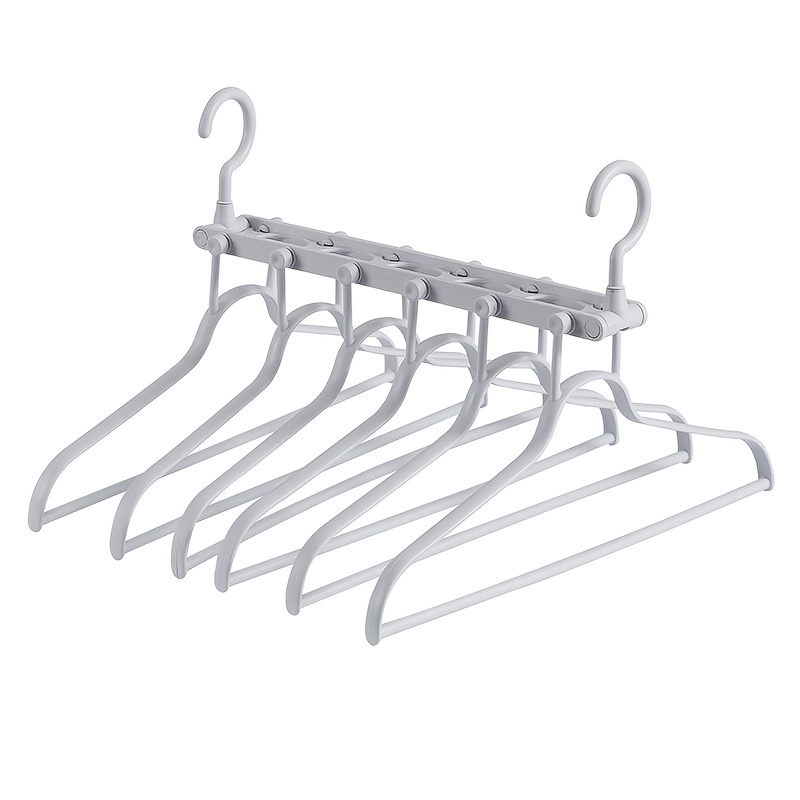 Farfi 2Pcs Hangers 3-step Telescopic Adjustment Traceless Foldable  Multifunctional Dry Clothes Anti-drop Clothes Hanger Rack Wardrobe Supplies  (Grey 