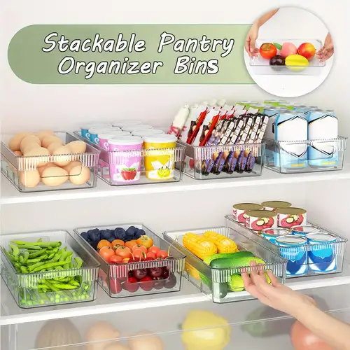 Clear Plastic Pantry Organizer Bins With Lids Food Storage - Temu