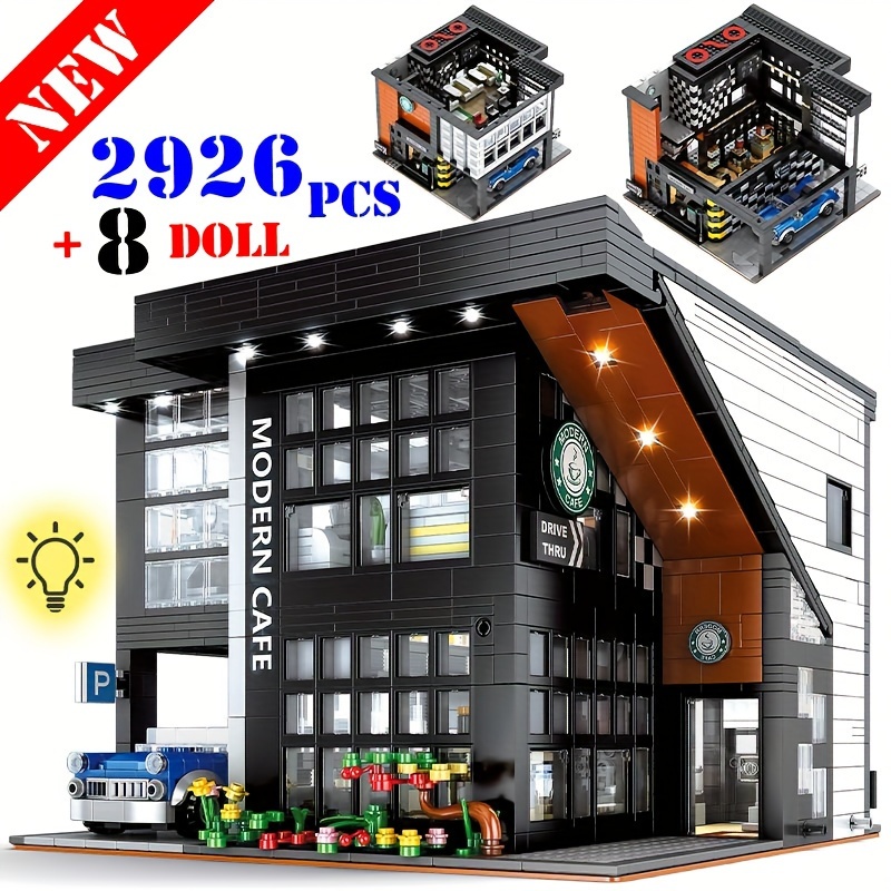 City Coffee Shop Building Blocks Set, Compatible with Lego, Modular  Architecture Three-Story House Building Blocks for Adult (1443pcs)