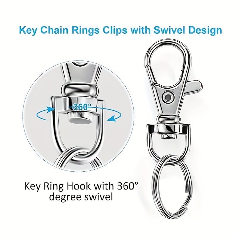 50pcs Swivel Clasps Lanyard Snap Hooks With Key Rings, Key Chain Clip Hooks Lobster  Claw Clasps For Keychains Jewelry Diy Crafts,christmas Decoration
