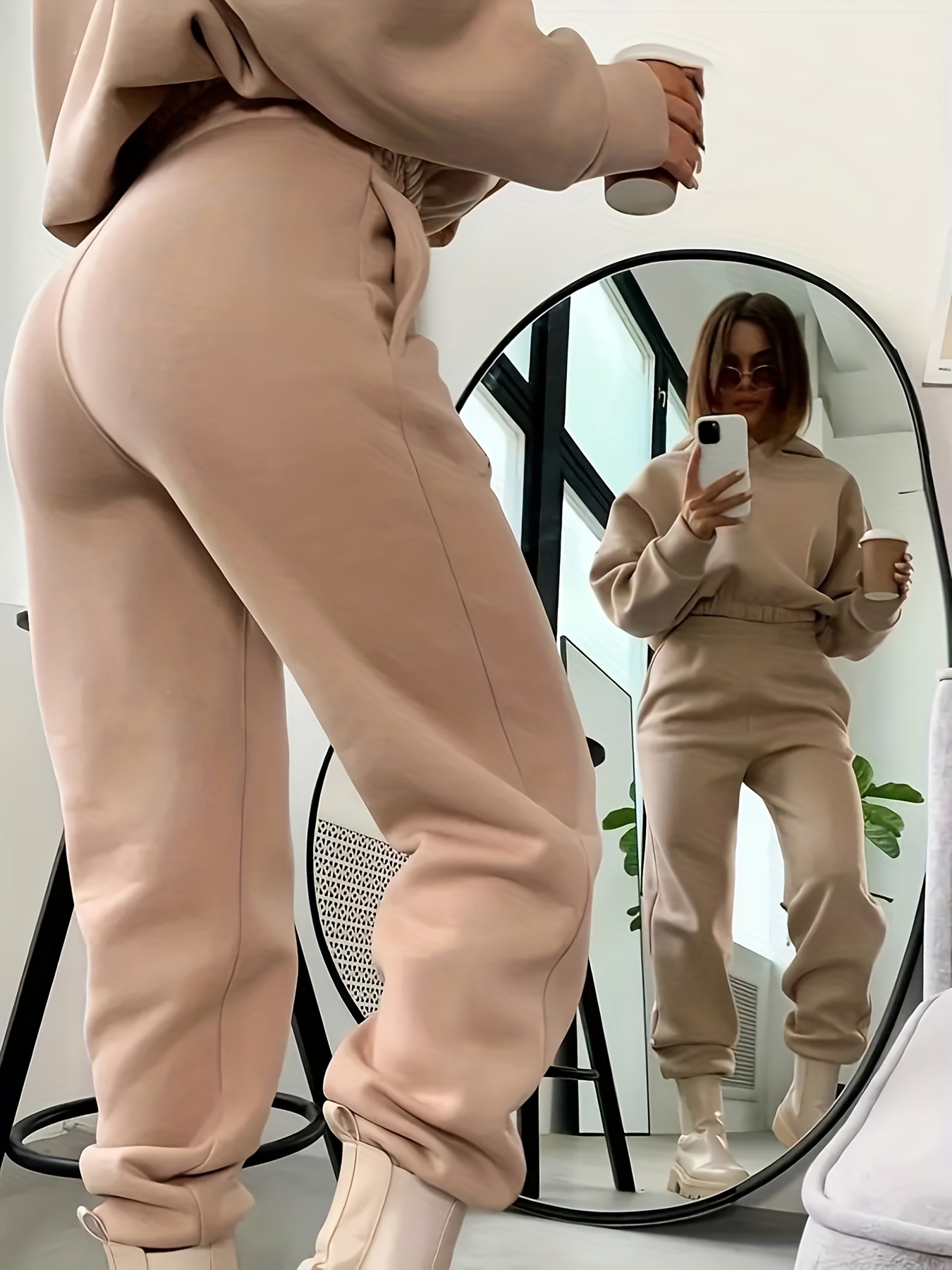Womens Tracksuits 2 Piece Tracksuit Outfits Leisure Suits Ladies Loungewear  Gym Hoodie for Jogging (Color : Apricot, Size : Large)