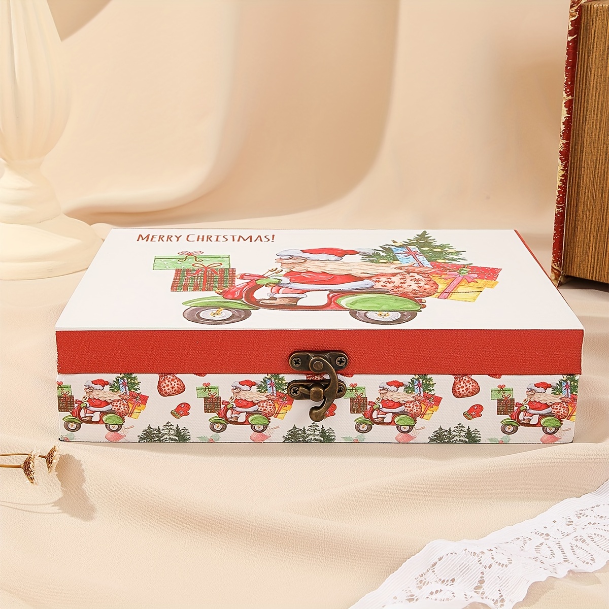 Wooden Christmas Box Storage Box Christmas Gift Box Desktop - Temu