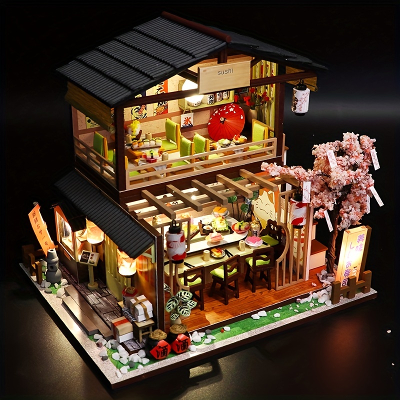 Diy Mini Sushi Shop Dollhouse Kit Creative 3d Puzzle Room - Temu