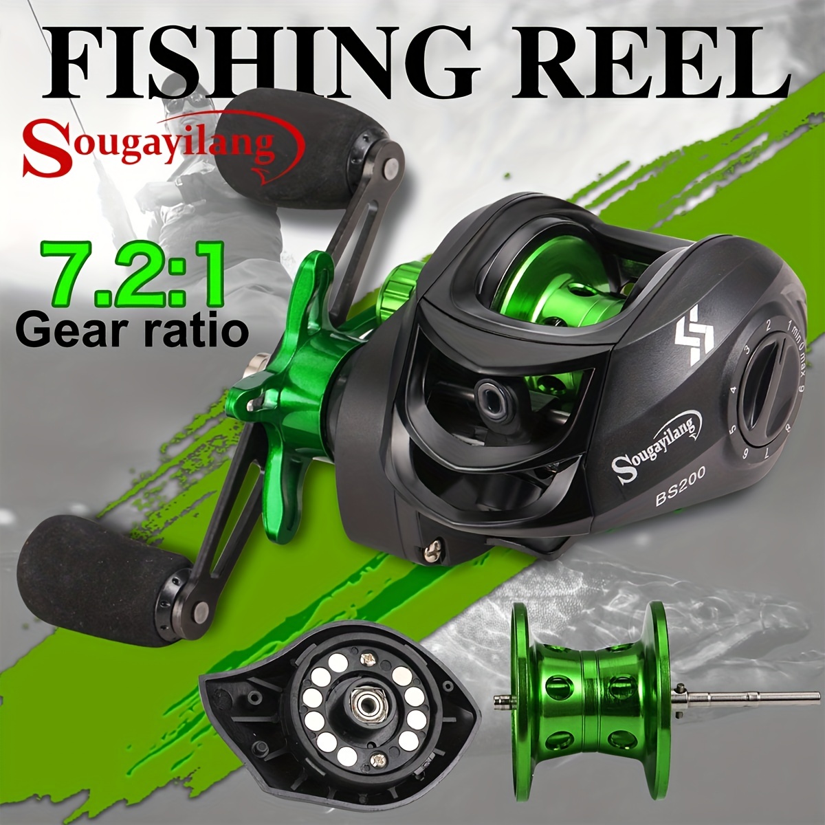 Green Bait Casting Reel Stainless Steel Fishing Reel With Main