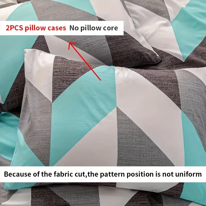 3pcs color block printed bedding set 1pc duvet cover 2pcs pillowcase without pillow core details 3