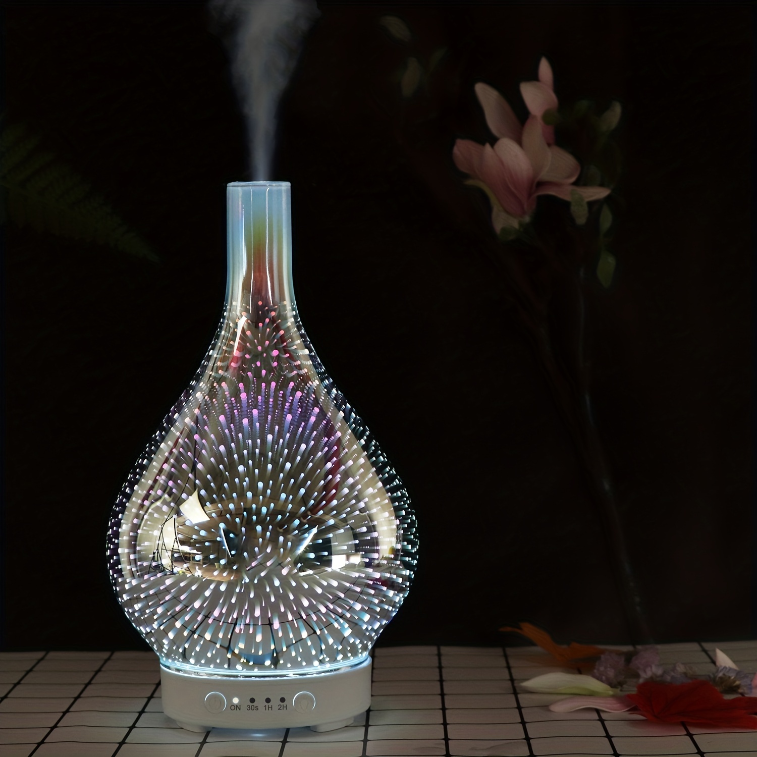 Fancemot Glas-Diffusor für ätherische Öle mit Echtholzbasis, 180 ml  Aromatherapie-Diffusor mit 2 Nebelmodi, 7 Farben, LED-Licht,  Ultraschall-Luftbefeuchter für Zuhause und Büro : : Küche,  Haushalt & Wohnen