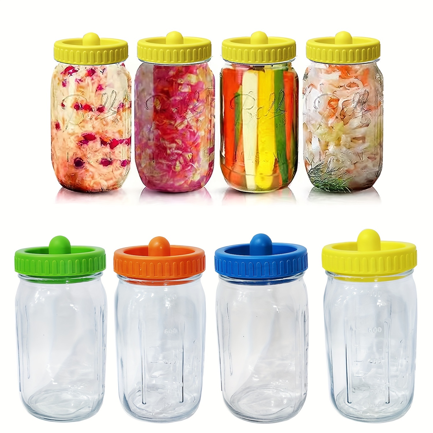 1pc/6pcs Fruit Salad Jars Sealed Mason Jars, Square Round Glass Jelly Can  Bottles With Lid