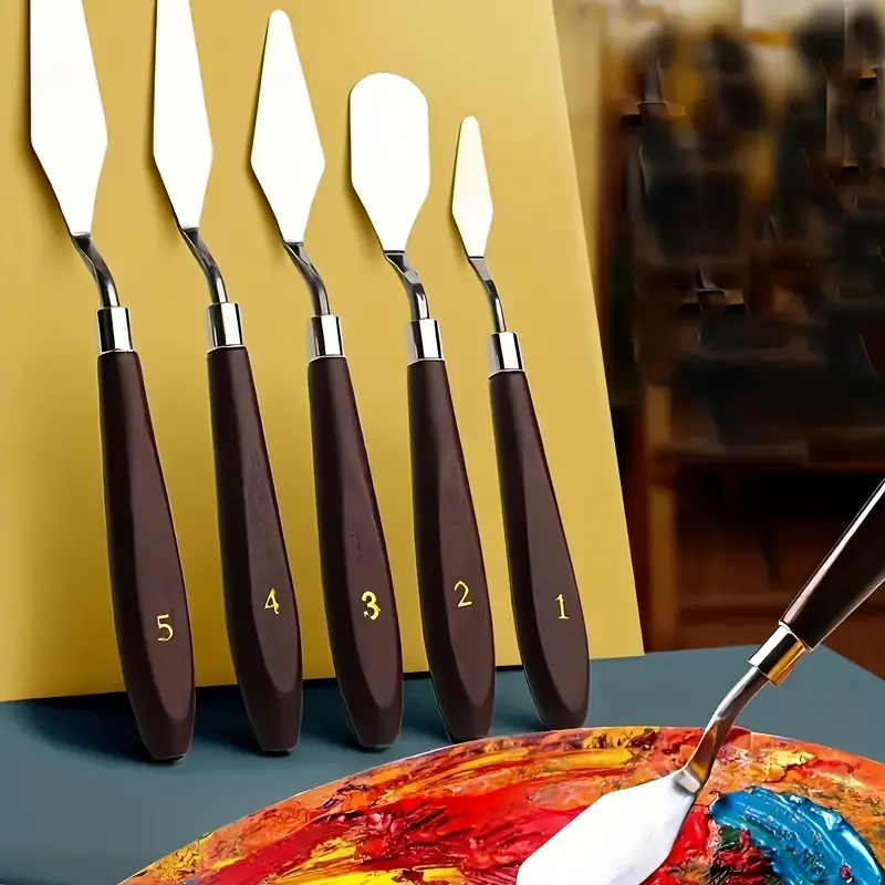 Durable Stainless Steel Art Spatulas With Comfortable Wooden - Temu