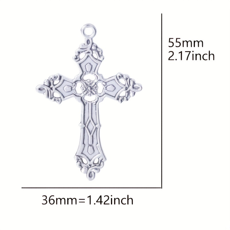 5pcs 55x36mm Antique Silver Color Gothic Cross Charms For Jewelry Making