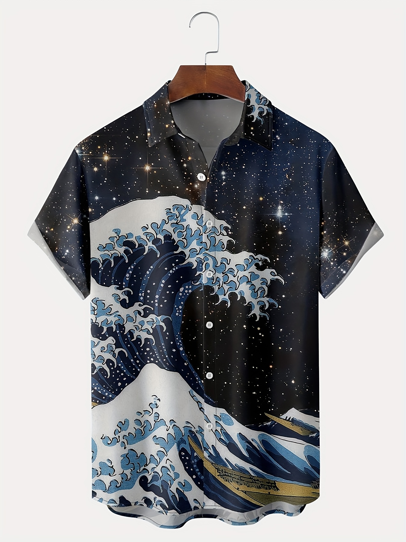 Temu Plus Size Women & Men Clothes Koi and Sea Waves Casual Lightweight Short Sleeve Hawaiian Shirt, Oversized Loose Clothing for Men, Best Seller Gifts