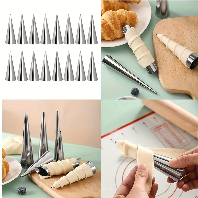 

16pc Stainless Steel Croissant Mold, Cone Cannoli Mold, Danish Pastry Filling Cone Tube, Baking Molds For , Puff, , Baking Supplies, Kitchen Gadgets, Kitchen Items