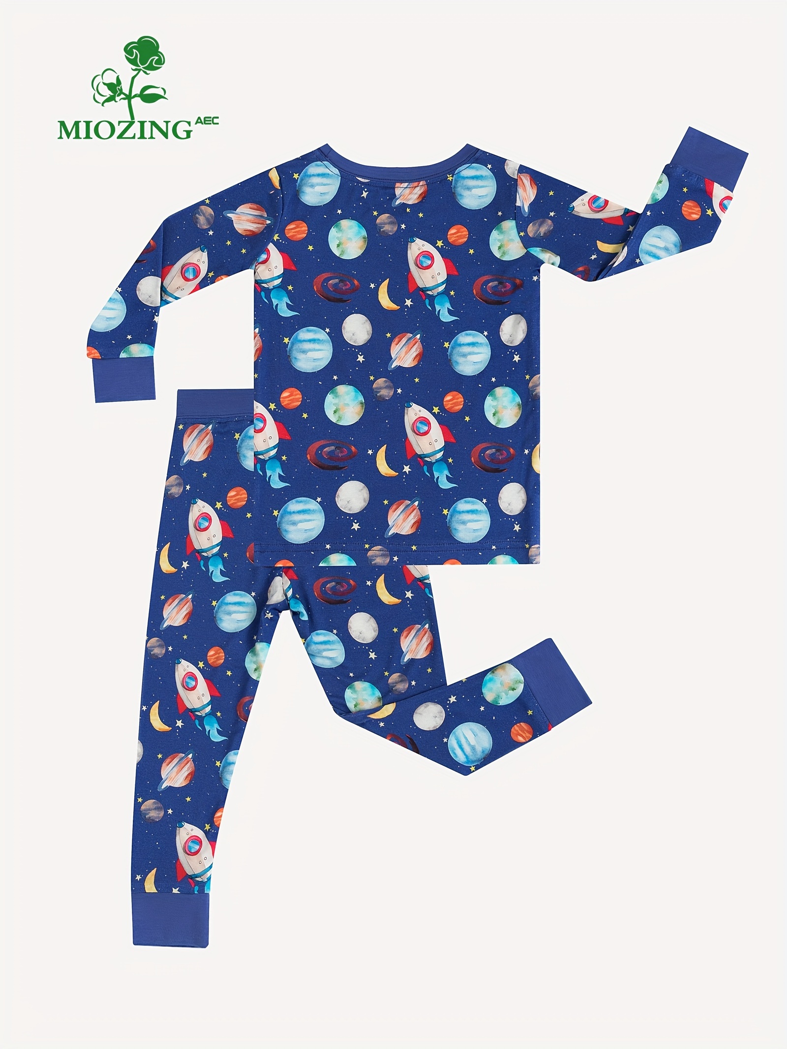 Miozing Bamboo Fiber Fabric Baby Boy's Planet Pattern Set - Temu