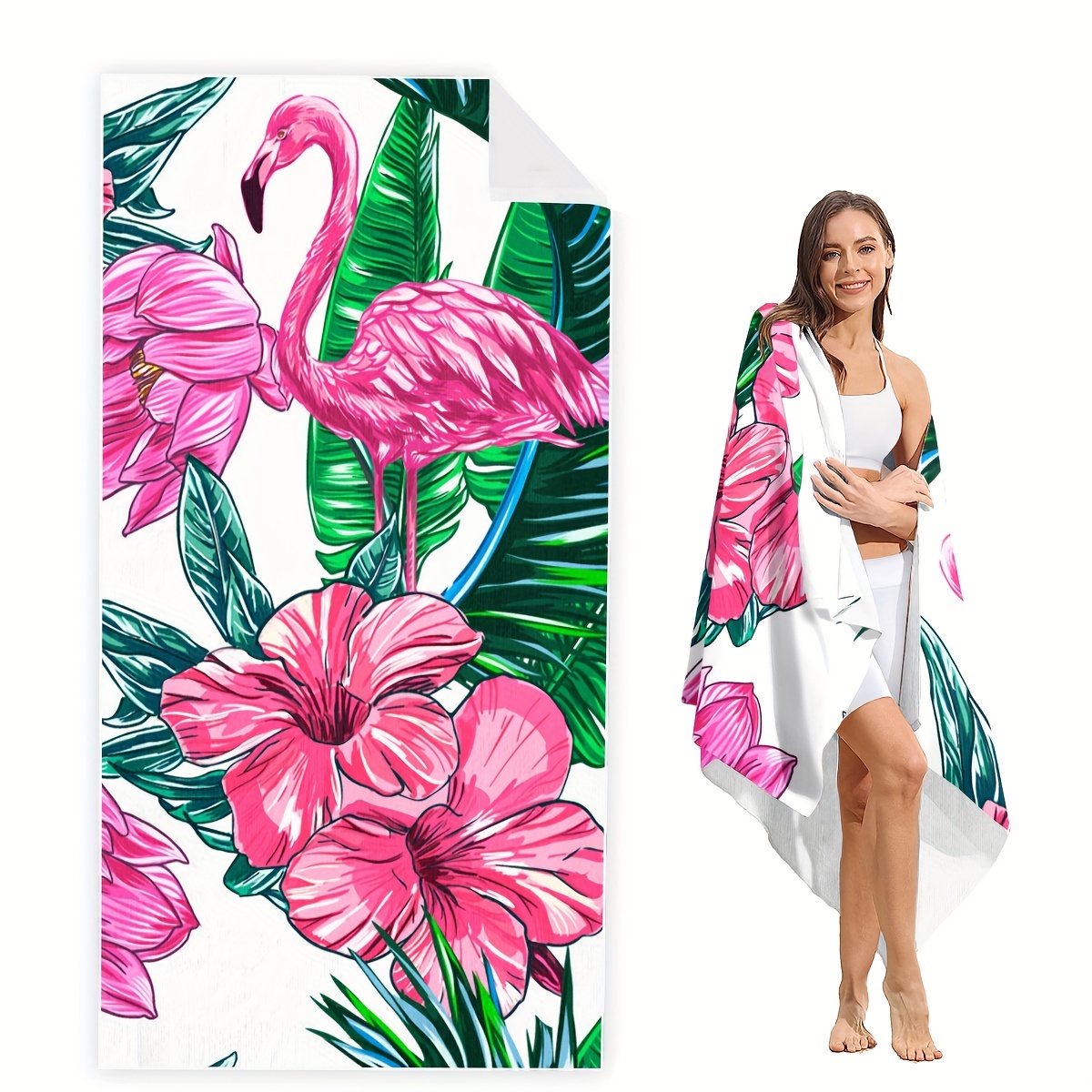 Quick Dry Beach Towel With Tropical Leaf Print Lightweight - Temu Canada