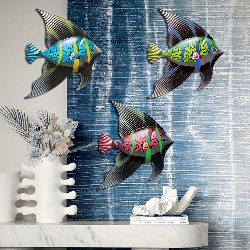 Metal Fish Wall Art With Colourful Glass For Outdoor Garden Decoration  Tropical Fish Figurines For Statues And Sculptures From Xianstore09, $19.9
