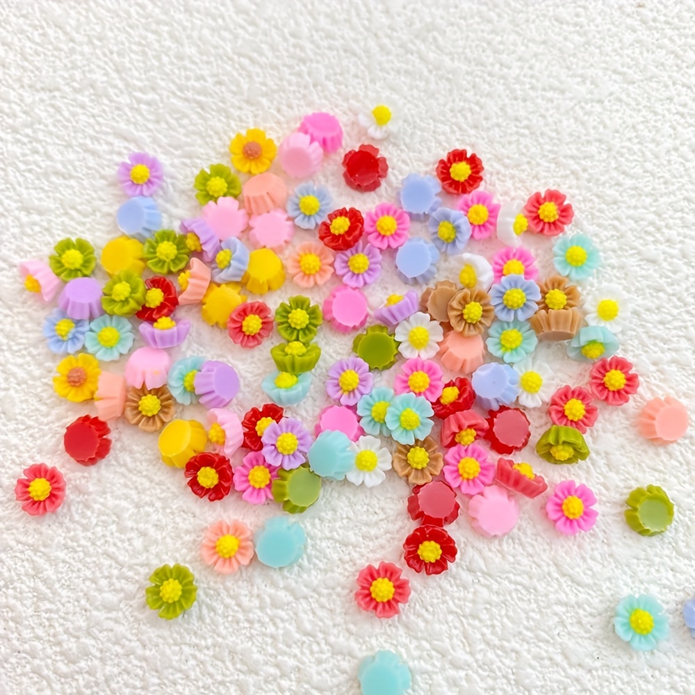 Resin 3d Colorful Mini Flower Gems Flatback Figurines - Temu