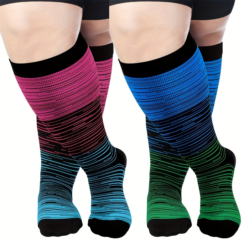 Plus size compression socks wide calf men women knee high 20-30
