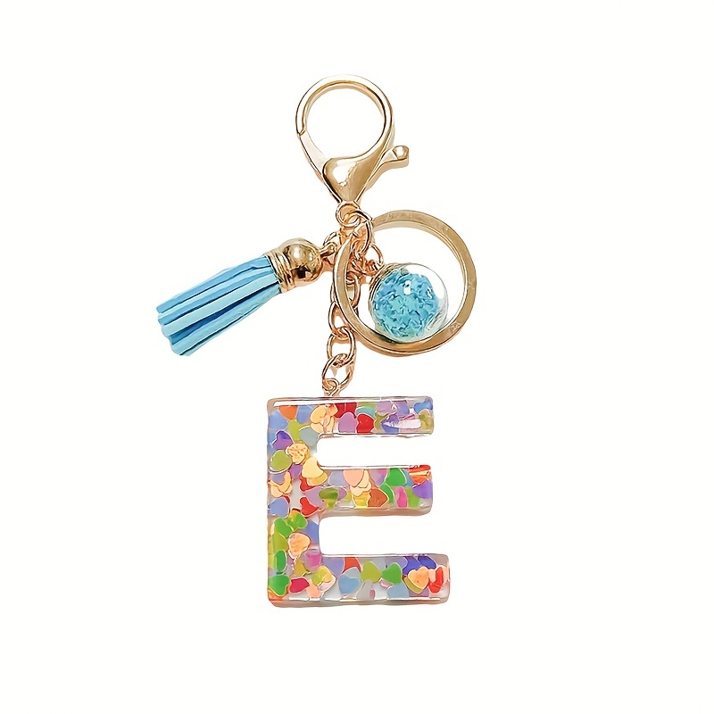 1pc Initial Letter Keychain Pendant Resin Letter Keychain English Letter A-O Keychain Purse Bag Accessories,Temu