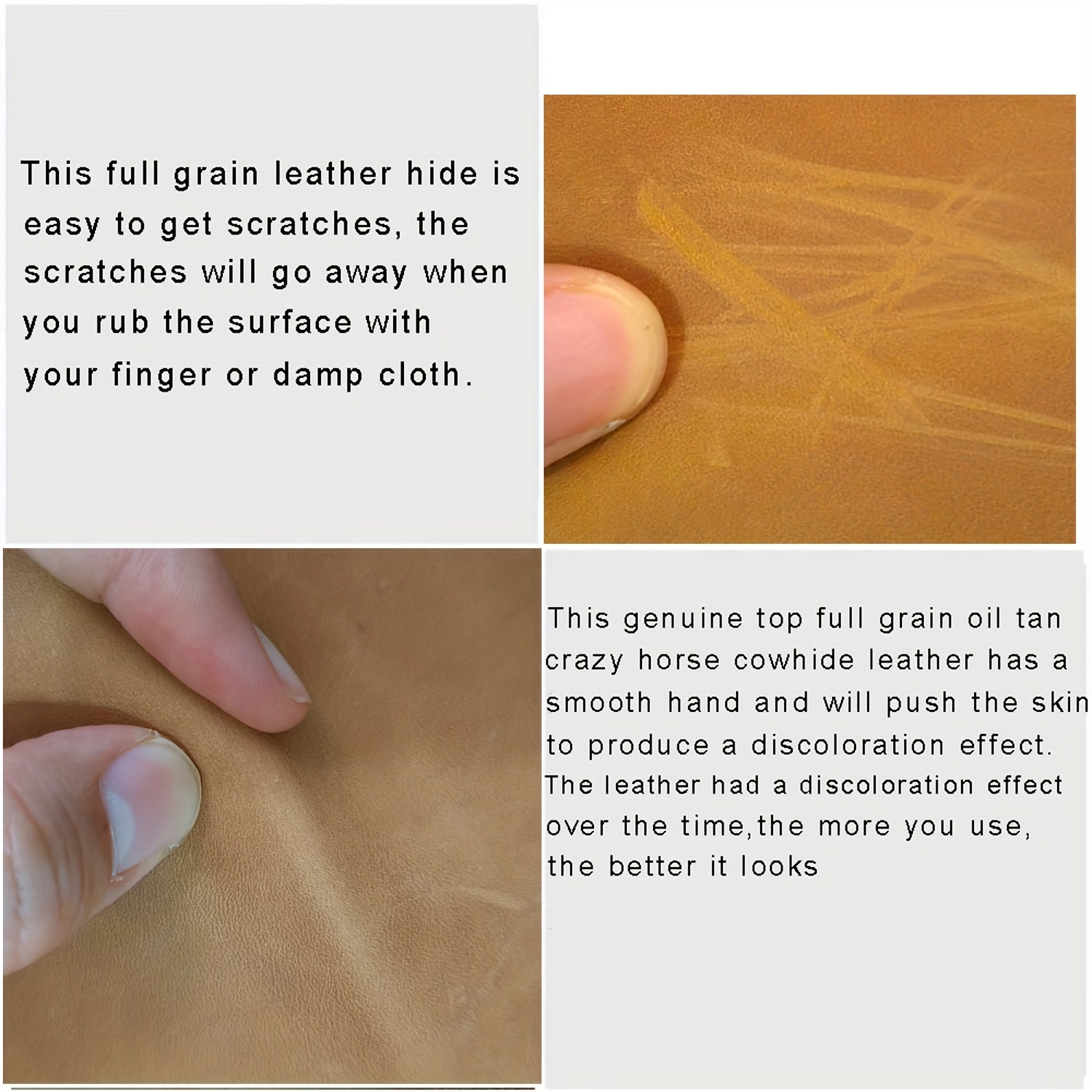 Tooling Leather Square 1.8-2.0MM Thick Genuine Top Full Grain Oil Tan Crazy  Horse Cowhide Leather Sheets for Crafts Tooling Sewing Wallet Earring Hobby  (Light B…