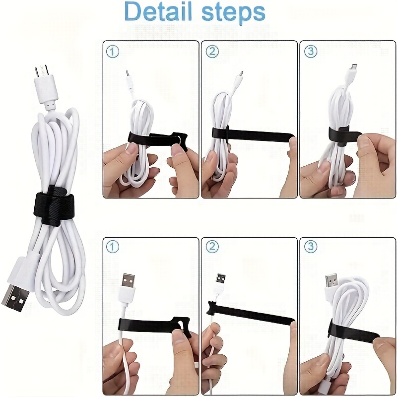 200PCS Reusable Fastening Cable Ties, 6-Inch Cable Straps Cable Management,  Multi-Purpose Hook & Loop Cord Organizer Wire Ties, Adjustable Cable