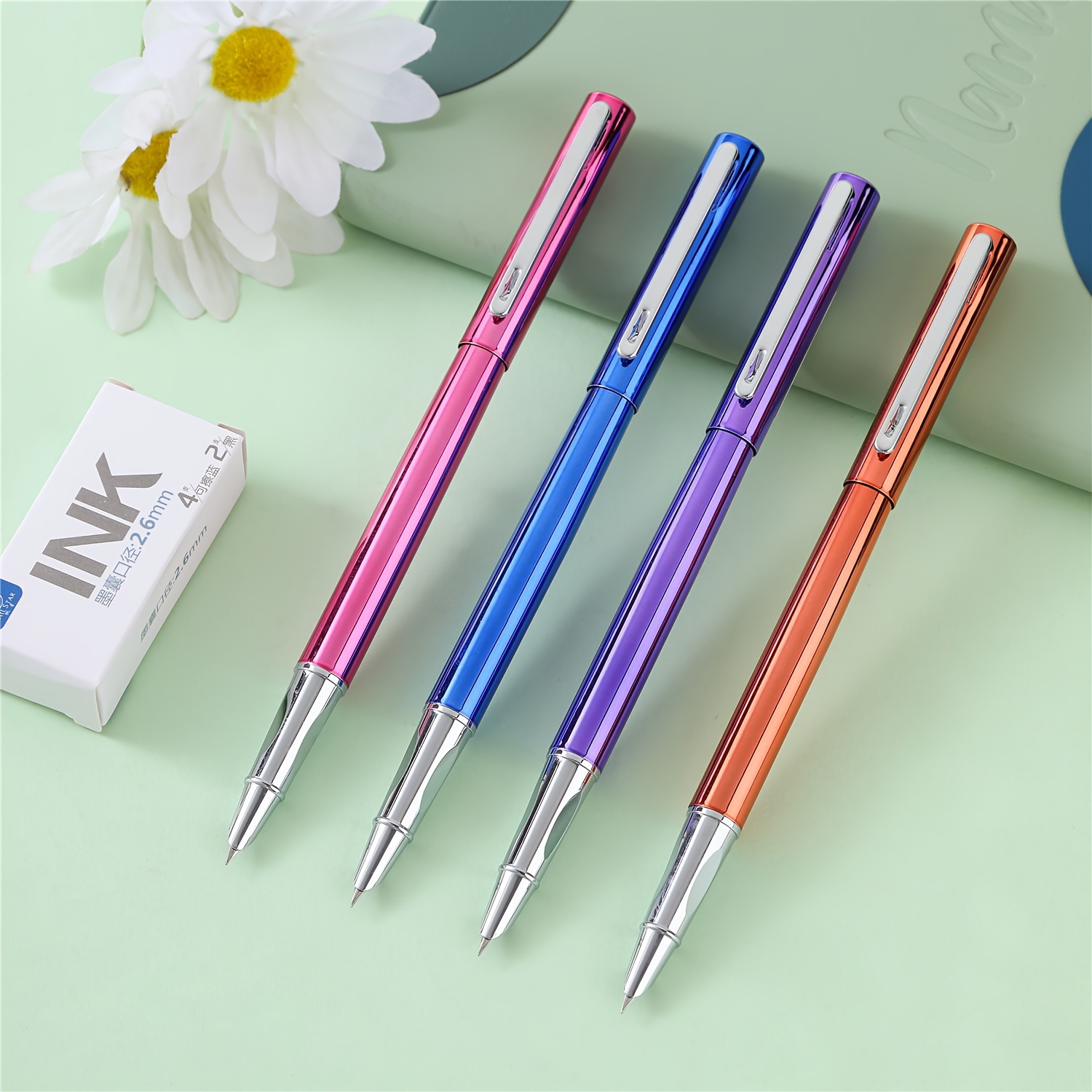 7Pcs Wood Grain Ballpoint Pen Black Ink Signature Ball Pen Office