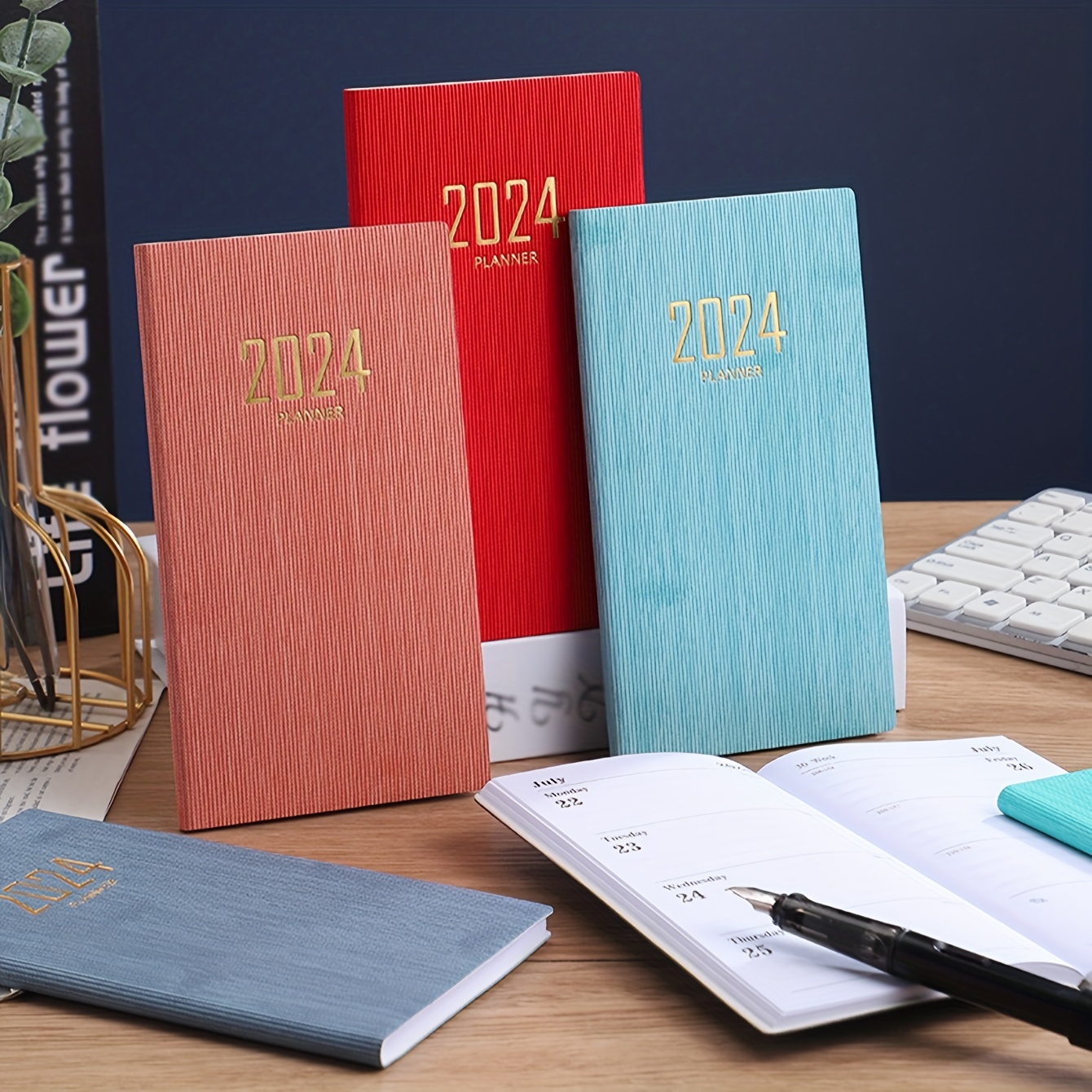 2024 Agenda Book Planner Pen Insert Creative Faux Leather - Temu