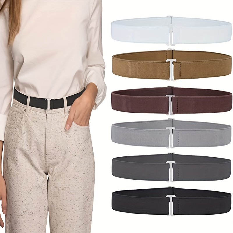 4 Pieces Women Stretch Belt Invisible No Show Waist Belt with Flat