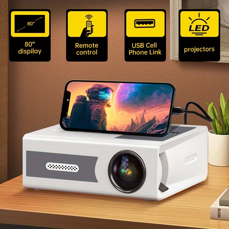 Hd Mini Projector For Big Game With Usb Enhance Your - Temu