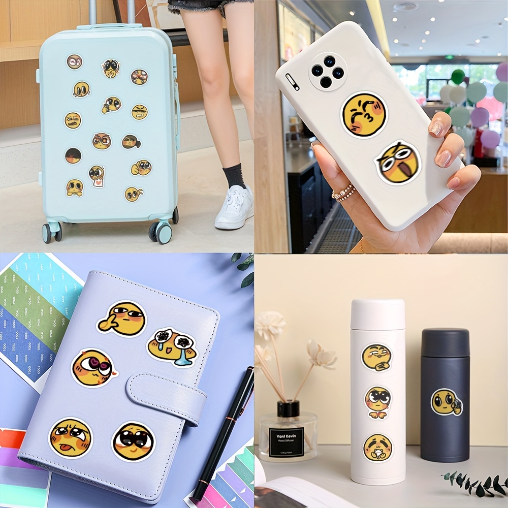 Face Stickers Yellow Emoticon Sticker Vinyl Waterproof - Temu Japan