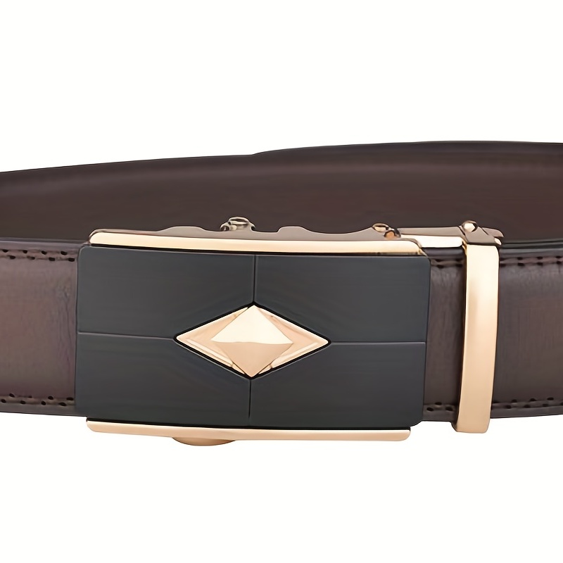 Argyle Style Men's Automatic Buckle Belt Business Leather Belt