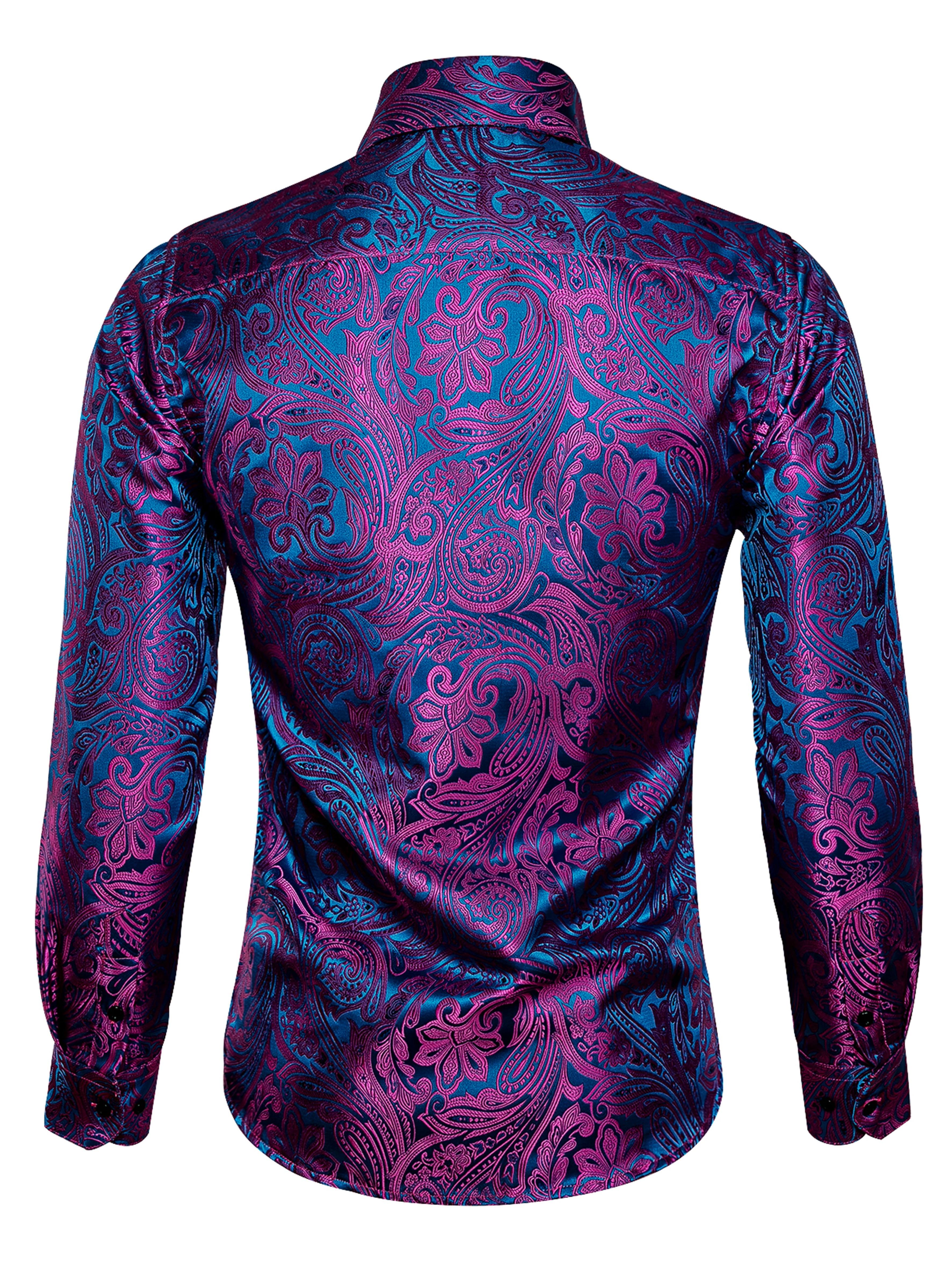 Button Up Shirt Men Baroque Fashion Casual Party Long Sleeve Tee Classic  Dress T