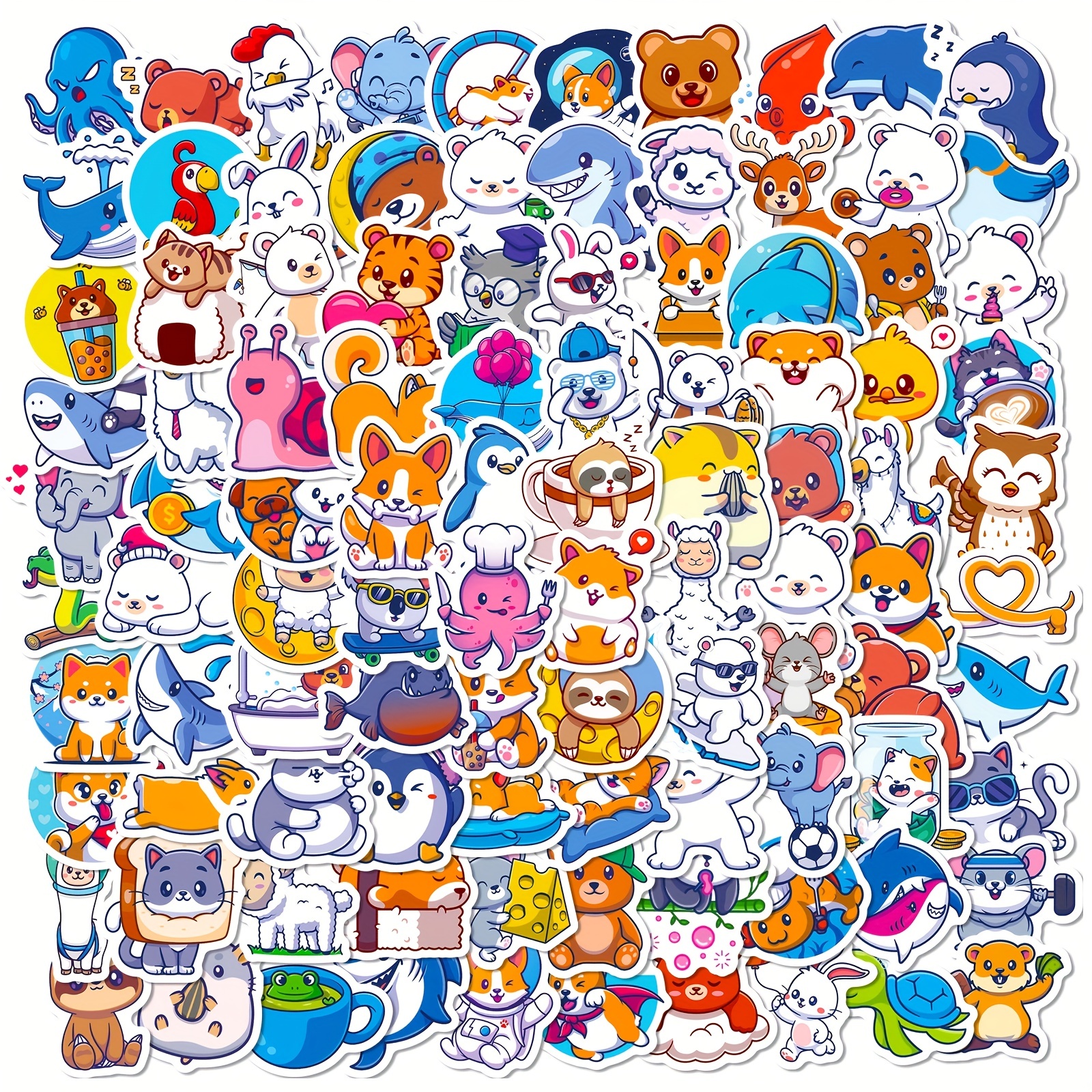 100Pcs Cute Animal Stickers,Vinyl Waterproof Stickers for Laptop