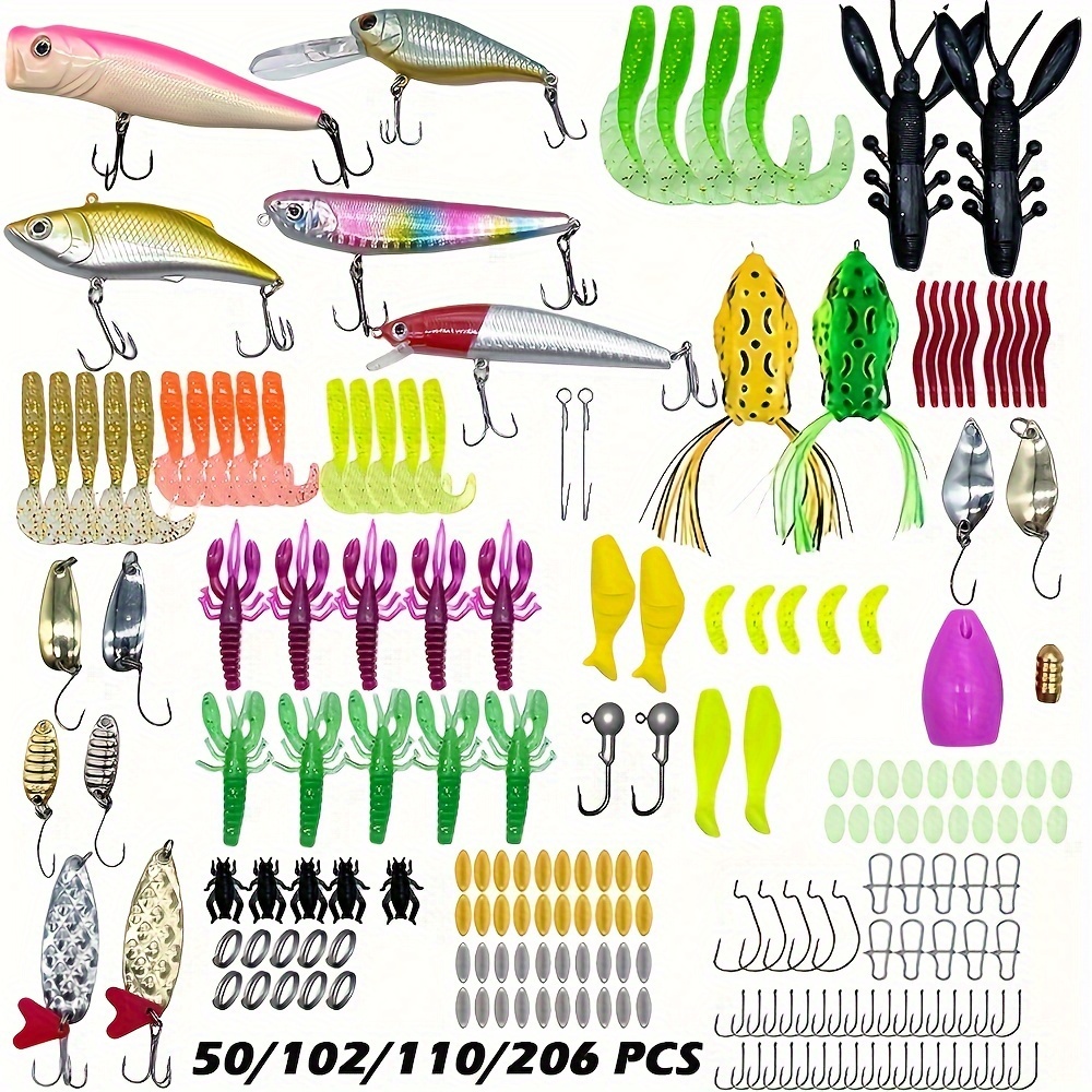 23/27/32pcs Fishing Lures Kit For Freshwater, Bait Tackle Kit For Bass  Trout Salmon Fishing Accessories Tackle Box, Including Spoon Lures Soft  Plastic