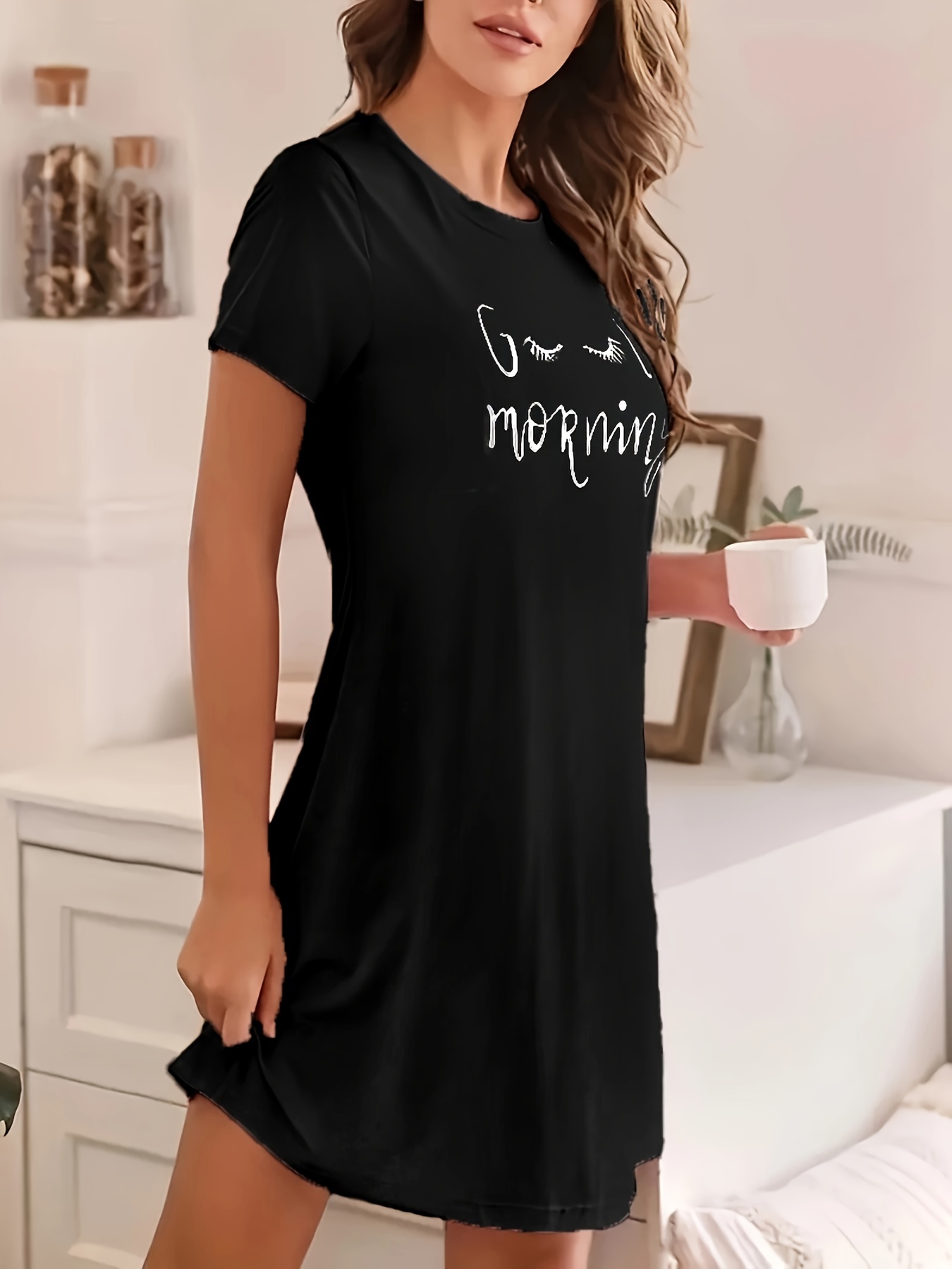 letter print lounge dresses soft comfy short sleeve home - Temu Georgia