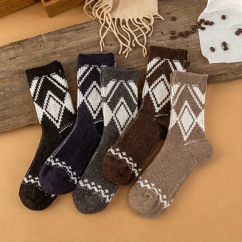 Boys Kids Fashion Plaid Versatile Soks, Warm Comfy Socks For