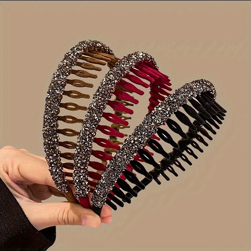 

3pcs Rhinestone Headband, Washing Face Headband, Girls Headwear