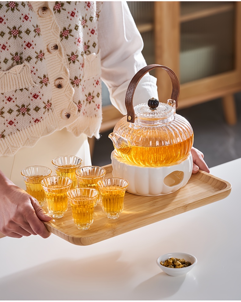 Pumpkin Cute Teapot Luxury with Candle Holder Glass Enameled Kettle Green  Tea Honey Jasmine Milk Dried Flowers Chaleira Teaware