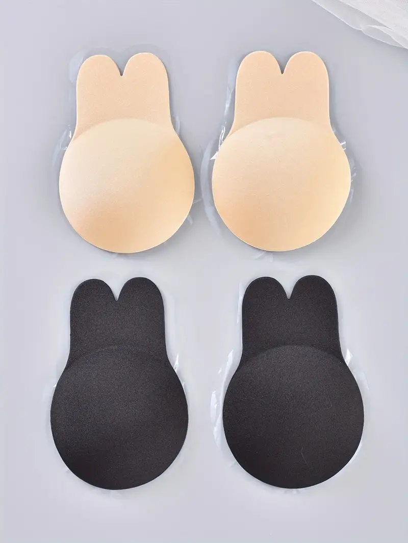 Plus Size Casual Adhesive Bra Set Women's Plus Rabbit Ears - Temu Canada